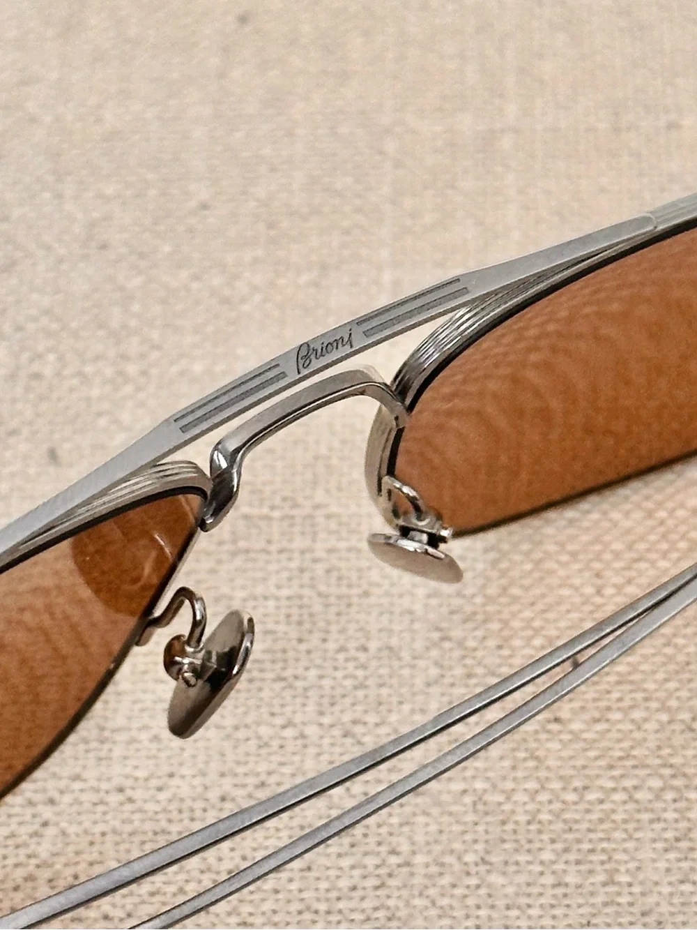 Brioni Titanium Silver and Brown Double Bridge Sunglasses 53mm